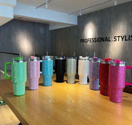 1 tasse à épingles en diamant noir à double paroi en acier inoxydable