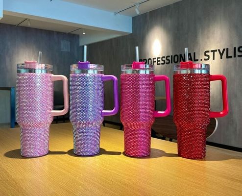 1 tasse à épingles en diamant noir à double paroi en acier inoxydable