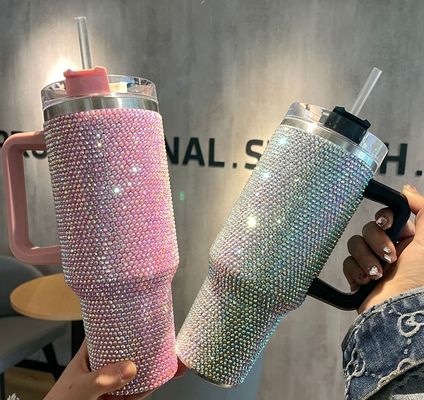 1 tasse à épingles en diamant noir à double paroi en acier inoxydable