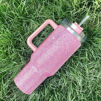 1 tasse à épingles en diamant noir à double paroi en acier inoxydable