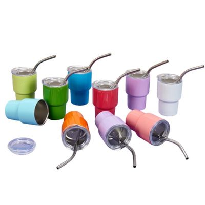 Étain inoxydable 2 oz Shot Glass Tumbler avec couvercle à paille Gardez les boissons chaudes ou froides 6-12h
