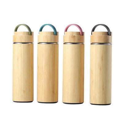 Logo personnalisé Bamboo Thermos Flask Bouteille isolée sous vide pour cadeau d'affaires en plein air