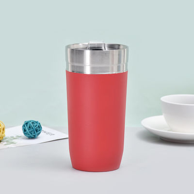 16 oz tasse de voyage isolée avec couvercles coulissants tumbler en acier inoxydable double coupe thermique murale