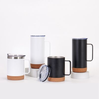 Une tasse de café isolée sous vide en acier inoxydable avec une base en liège 12 oz 16 oz