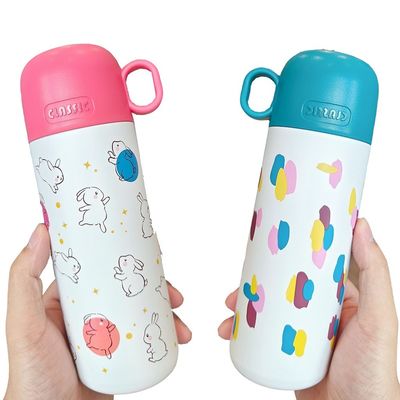Bouteille d'eau pour enfants en acier inoxydable 500 ml Cute Tumbler Cup avec motif personnalisé et couvercle