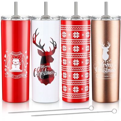 Noël 20 oz Slimny bière tumbler isolé en acier inoxydable tumbler tasses avec paille