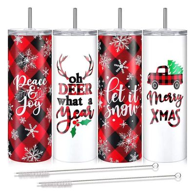 Noël 20 oz Slimny bière tumbler isolé en acier inoxydable tumbler tasses avec paille