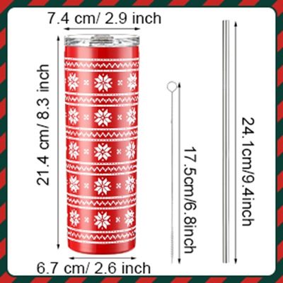 Noël 20 oz Slimny bière tumbler isolé en acier inoxydable tumbler tasses avec paille