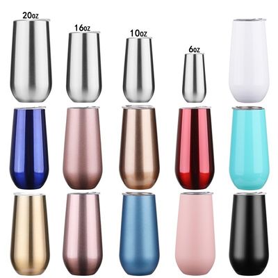 6 oz de flûtes de champagne sans tiges 10 oz pour enfants sublimation tasse à café aspirateur isolateur tasses