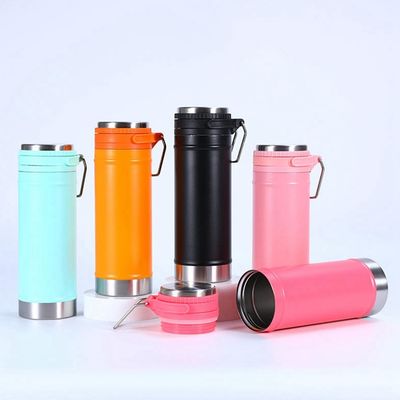 Couleur personnalisée 750 ml bouteille d'eau thermos en acier inoxydable à double paroi avec poignée